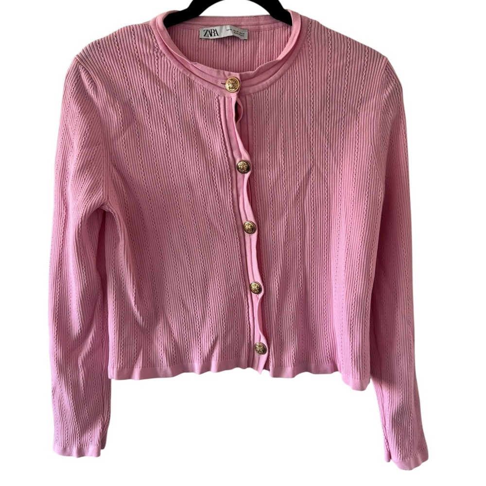 Zara Pink Cardigan Top with Gold Accent size XL